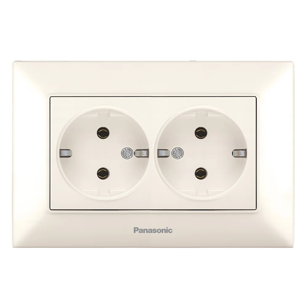 Розетка двойная с заземлением Panasonic Arkedia Slim крем WNTC0205-2BG