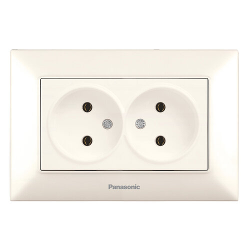 Розетка подвійна без заземлення Panasonic Arkedia Slim крем WNTC0204-2BG