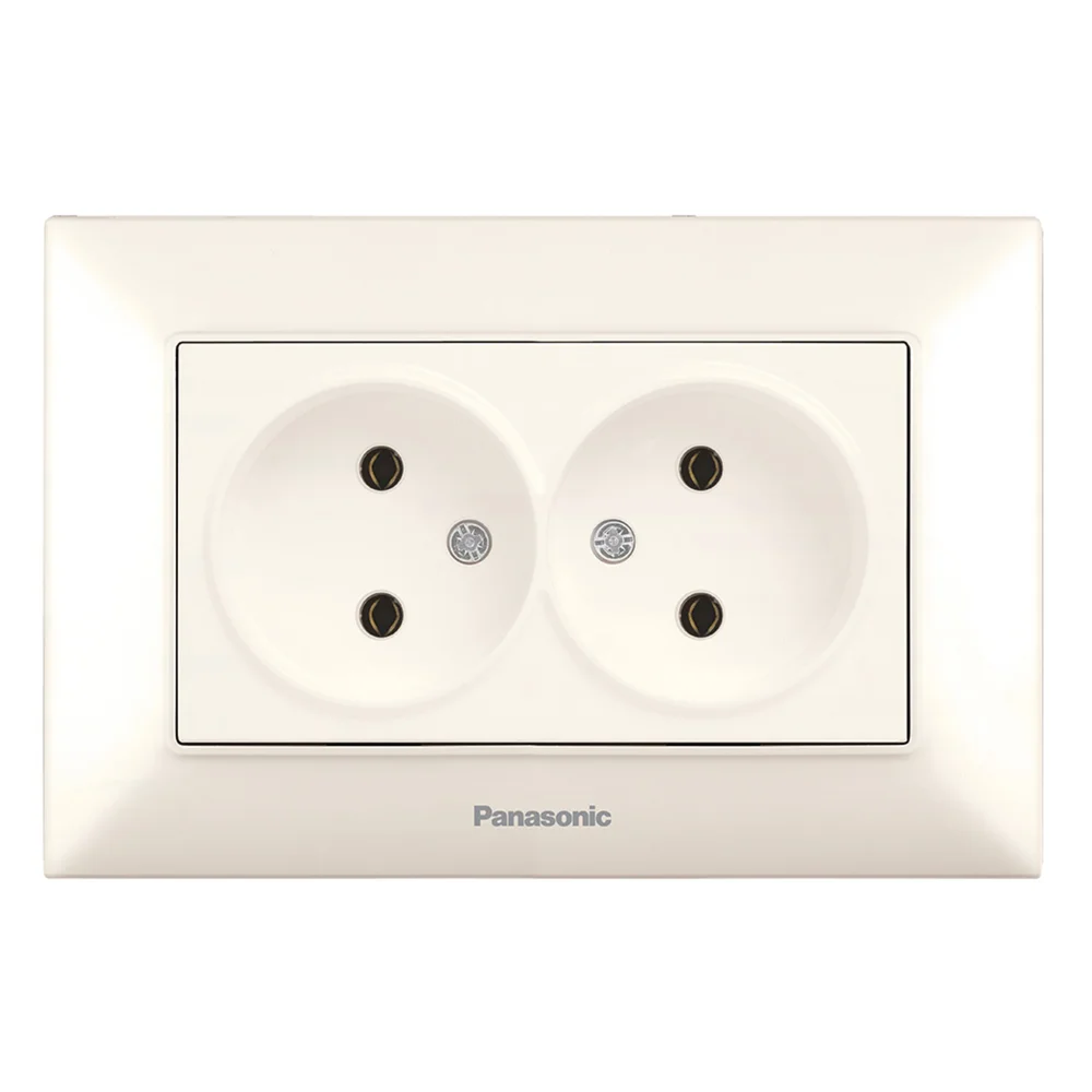 Розетка подвійна без заземлення Panasonic Arkedia Slim крем WNTC0204-2BG
