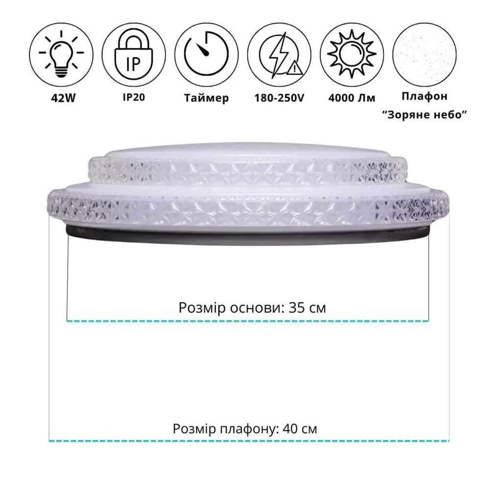 Світильник світлодіодний стельовий ULM-R07-S-350-42-P1 42W 5000К