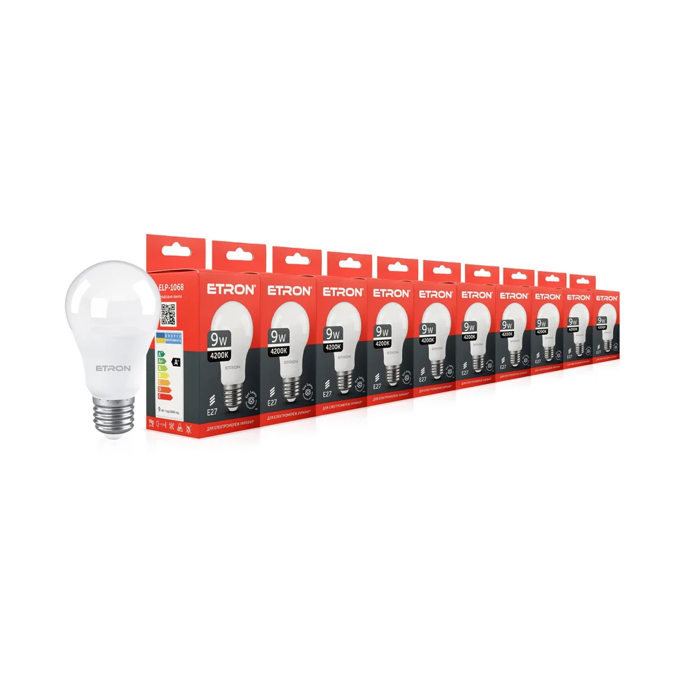 Світлодіодна лампа ETRON A60 9W 4200K E27 (1-ELP-1068) (10 шт)