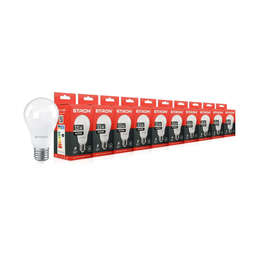 Світлодіодна лампа ETRON A60 11W 4200K E27 (1-ELP-1066) (10 шт)