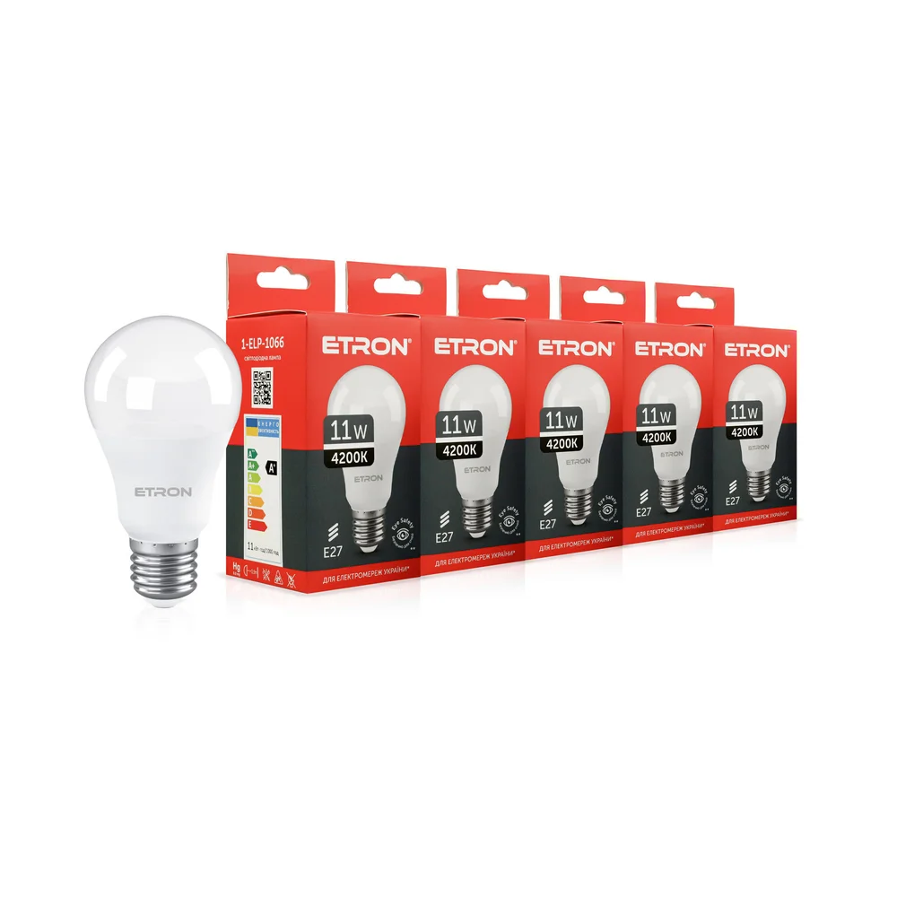 Світлодіодна лампа ETRON A60 11W 4200K E27 (1-ELP-1066) (5 шт)