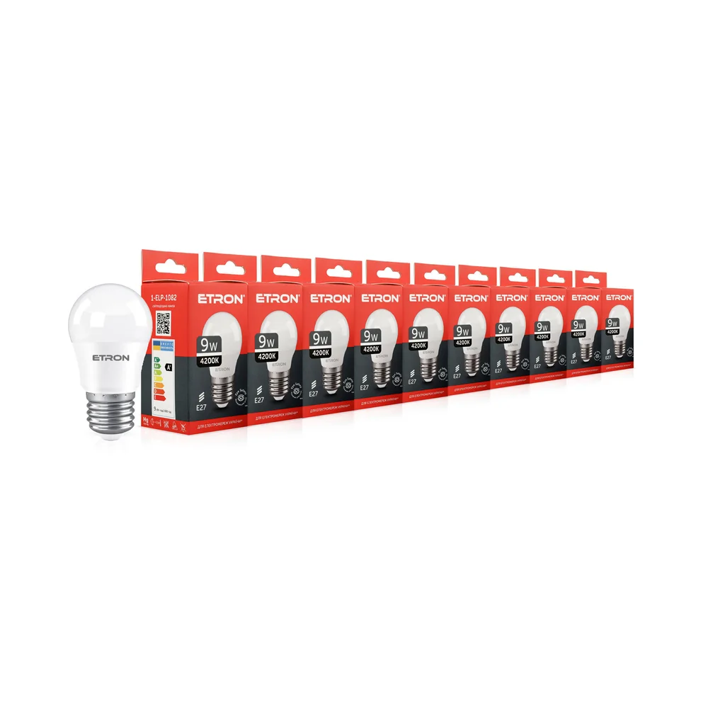 Світлодіодна лампа ETRON G45 9W 4200K E27 (1-ELP-1082) (10 шт)