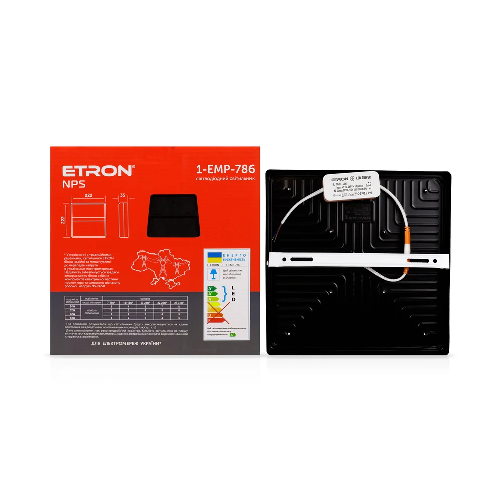 Светодиодный светильник ETRON 1-EMP-786 NPS 42W 5000К IP20 Квадрат Черный