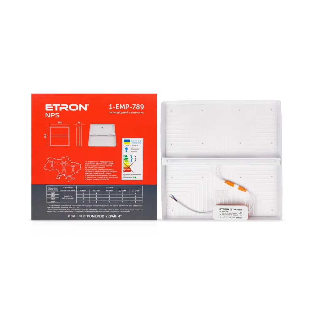 Светодиодный светильник ETRON 1-EMP-789 NPS 52W 5000К IP20 Квадрат