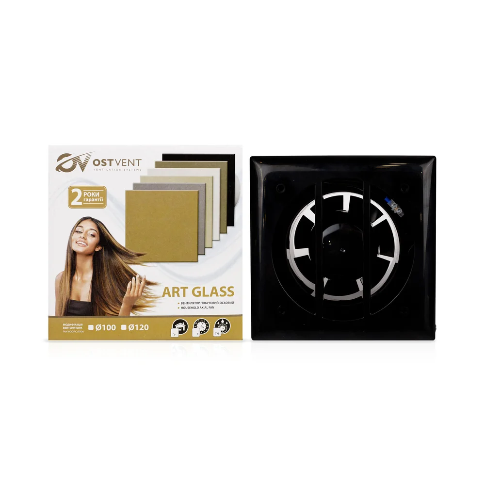 Вентилятор побутовий OSTVENT ART GLASS 100 S Чорний 008-0011