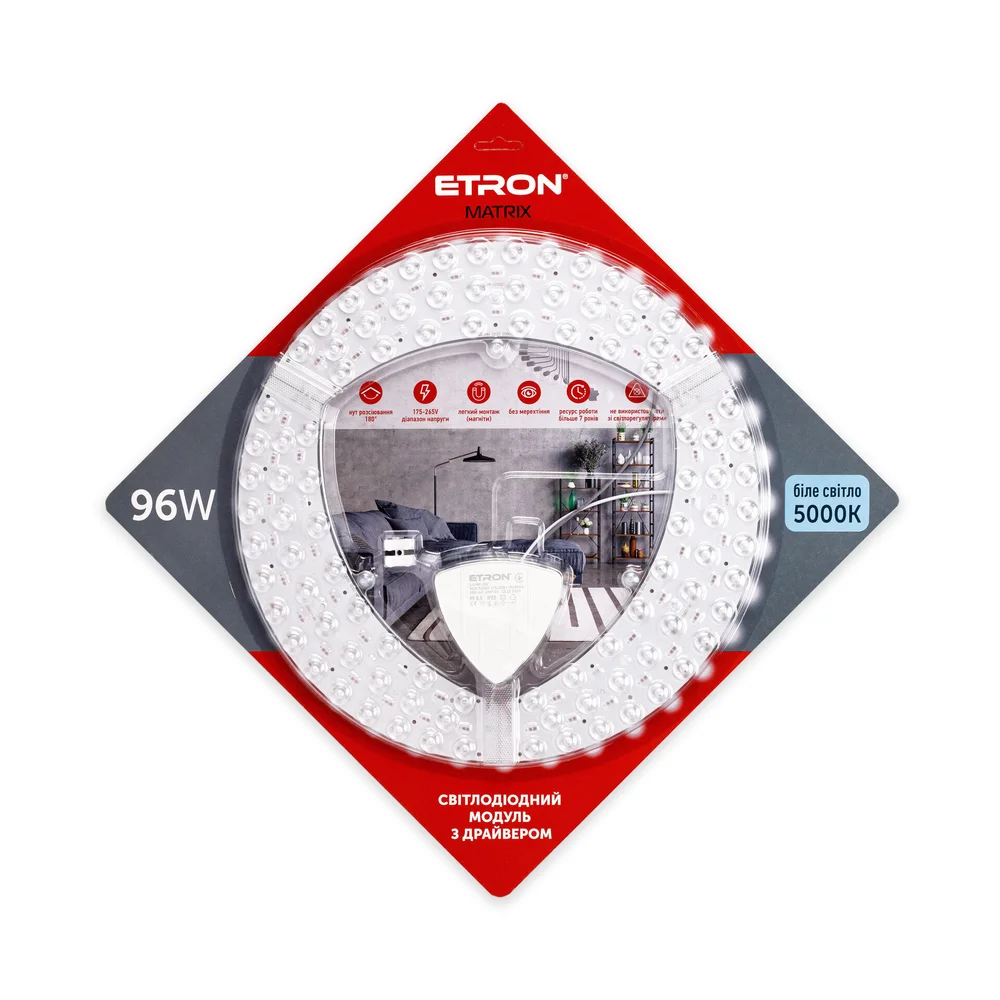 Світлодіодний модуль ETRON 1-EMP-282 96W Matrix 5000K IP20 коло 355 мм