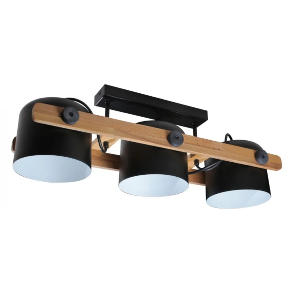 Светильник люстра потолочный ETRON UrbanWood E27 3x40Вт натуральный/черный 1-EDR-7404