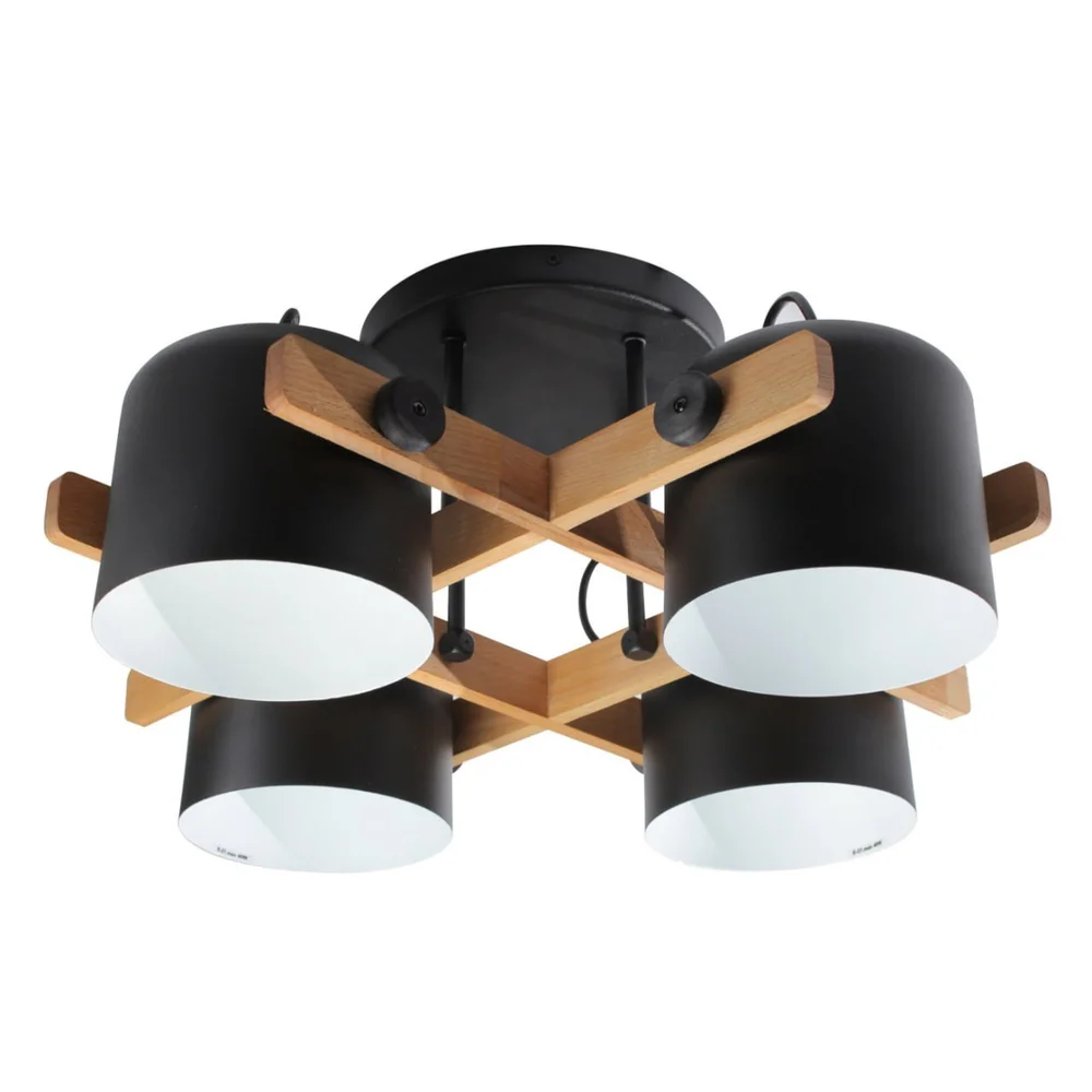 Светильник люстра потолочный ETRON UrbanWood E27 4x40Вт натуральный/черный 1-EDR-7406
