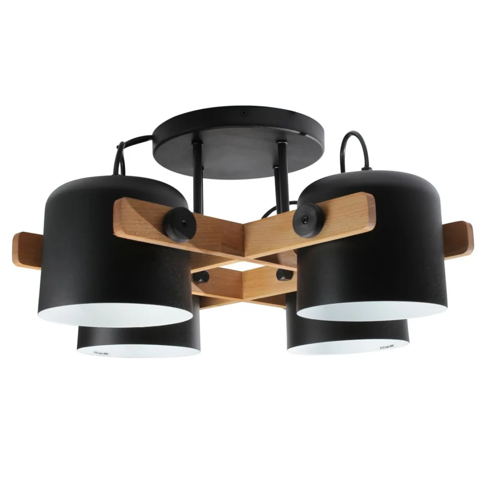 Светильник люстра потолочный ETRON UrbanWood E27 4x40Вт натуральный/черный 1-EDR-7406