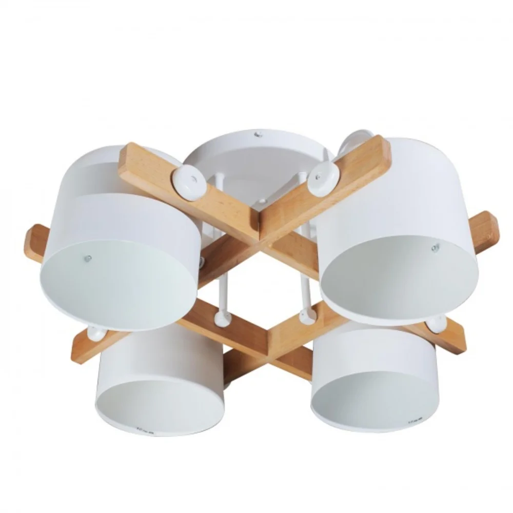 Светильник люстра потолочный ETRON UrbanWood E27 4x40Вт натуральный/белый 1-EDR-7407