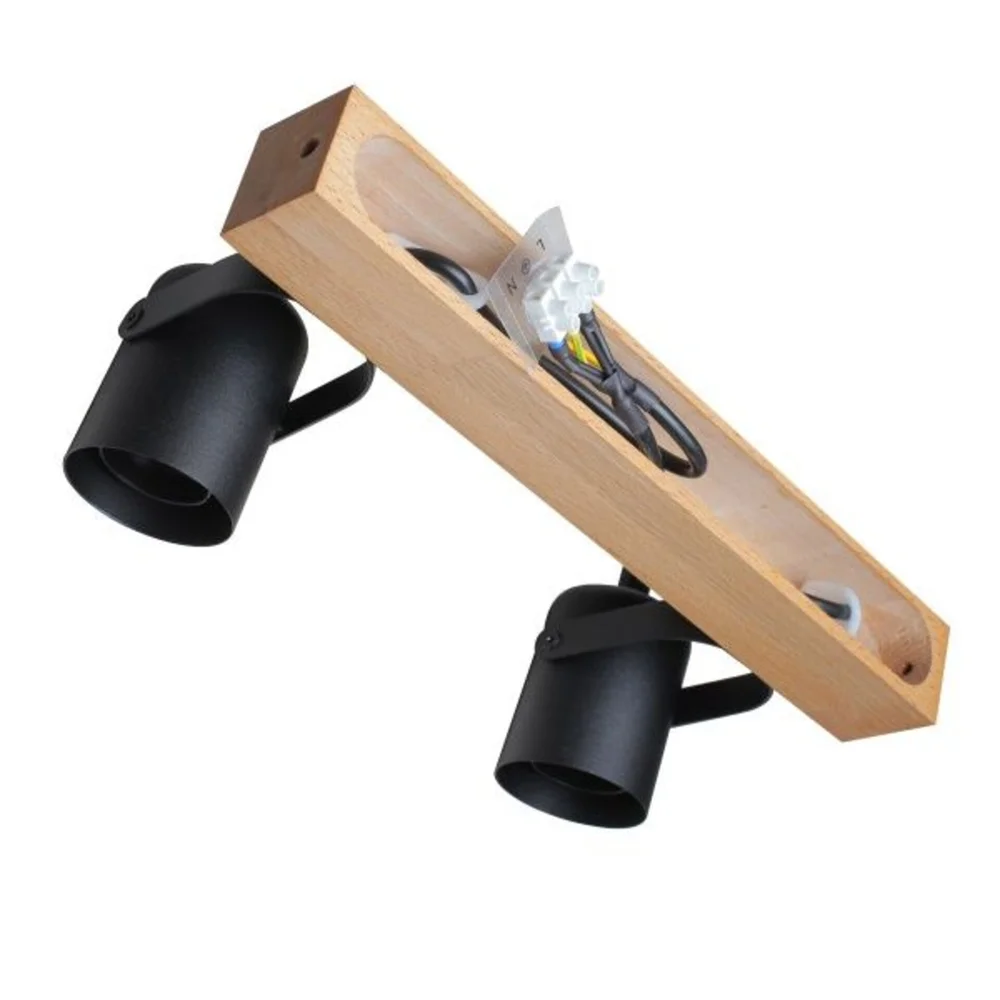 Светильник настенно-потолочный бра ETRON WoodLine Spot E27 2x40Вт натуральный/черный 1-EDR-8202