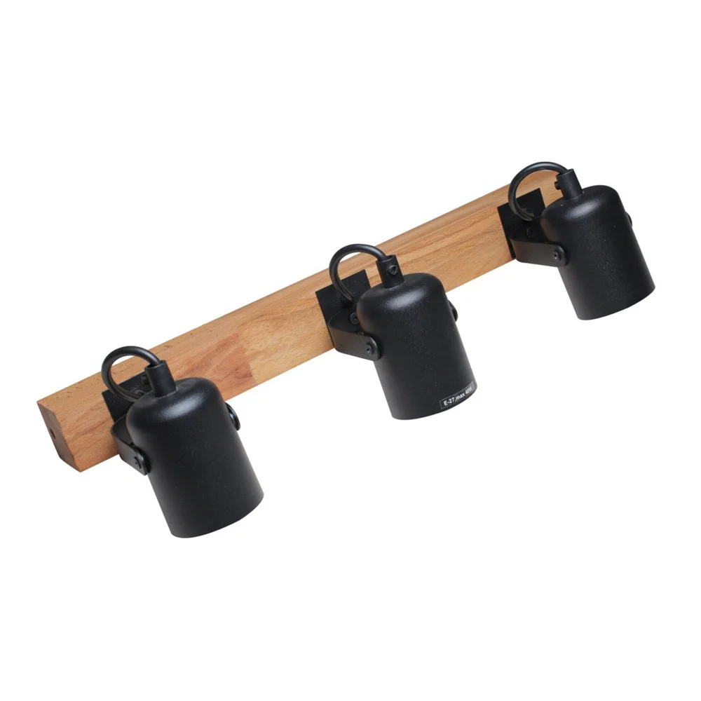 Светильник настенно-потолочный бра ETRON WoodLine Spot E27 3x40Вт натуральный/черный 1-EDR-8204