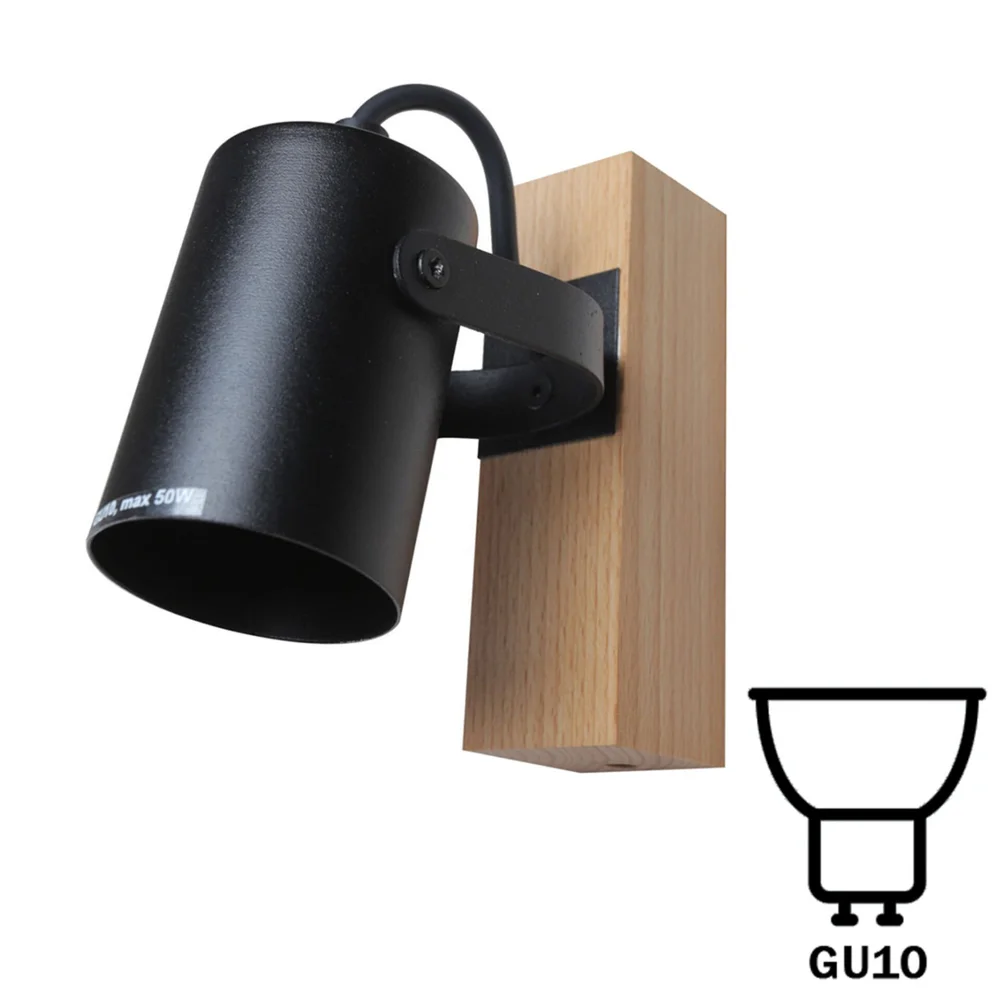 Светильник настенно-потолочный бра ETRON WoodLine Spot GU10 1x35Вт натуральный/черный 1-EDR-8600 