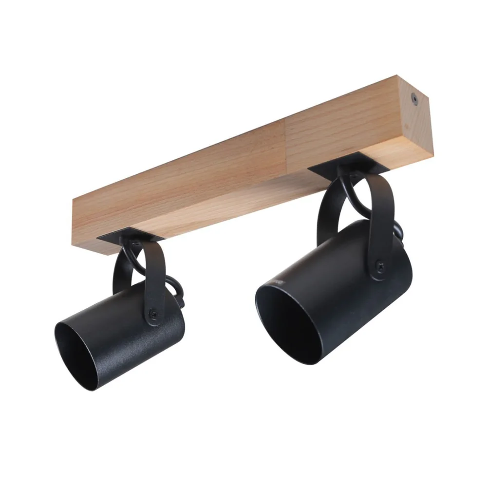 Светильник настенно-потолочный бра ETRON WoodLine Spot GU10 2x35Вт натуральный/черный 1-EDR-8602