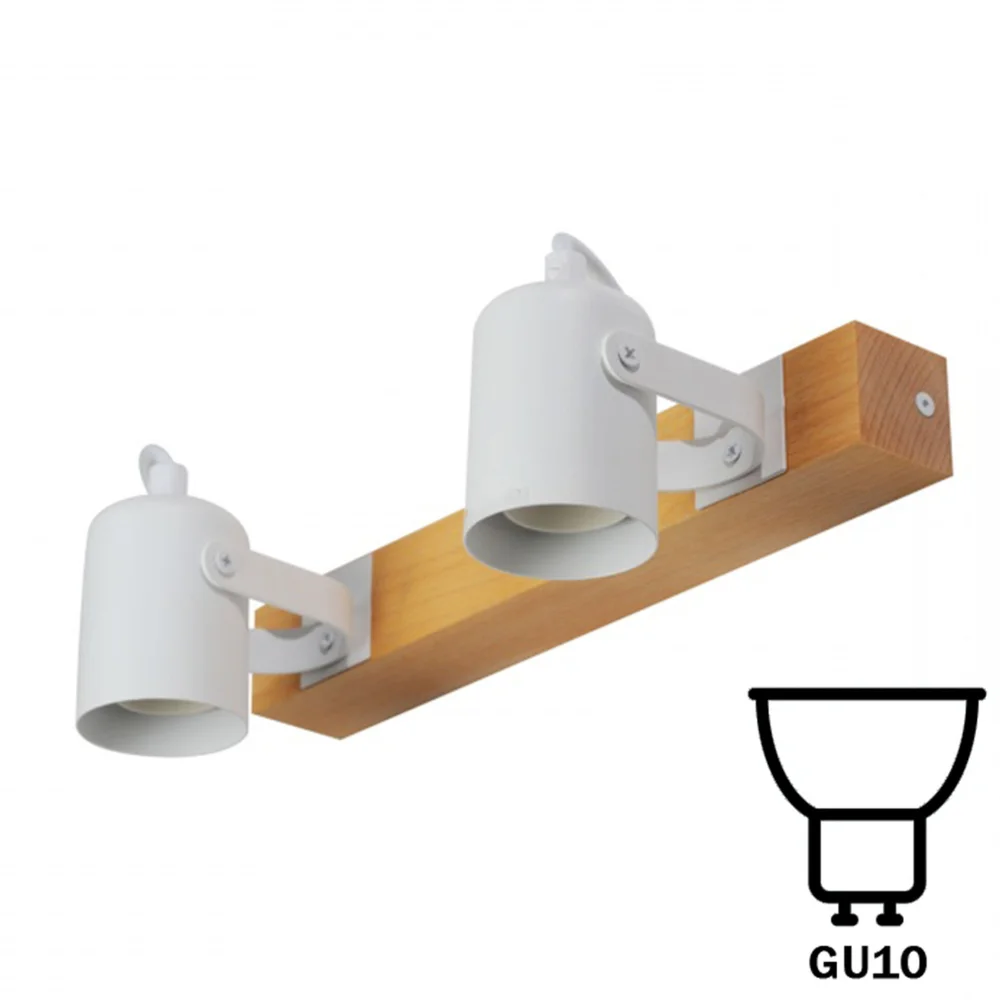 Светильник настенно-потолочный бра ETRON WoodLine Spot GU10 2x35Вт натуральный/белый 1-EDR-8603