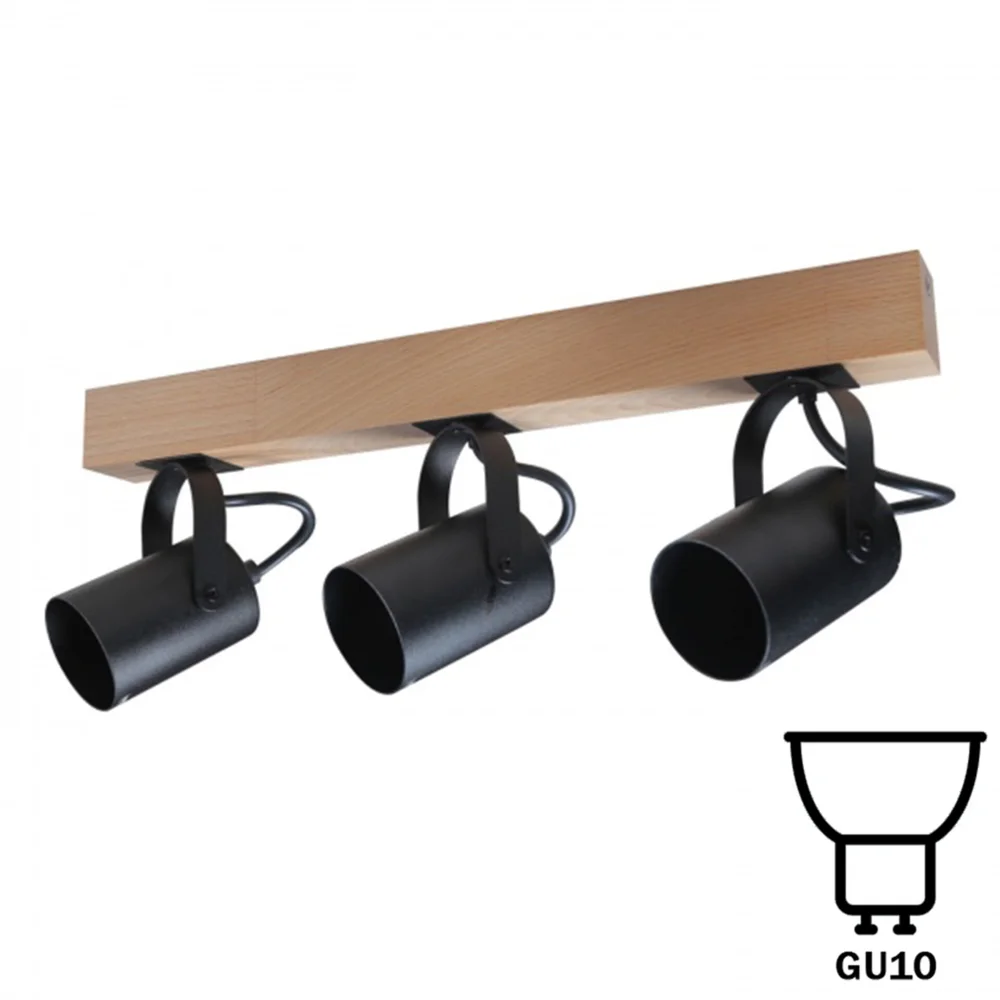 Светильник настенно-потолочный бра ETRON WoodLine Spot GU10 3x35Вт натуральный/черный 1-EDR-8604