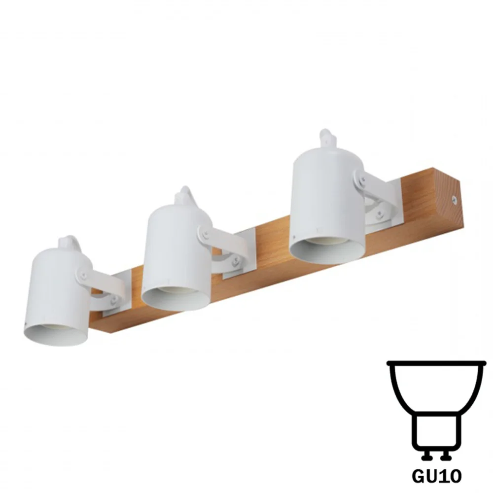 Светильник настенно-потолочный бра ETRON WoodLine Spot GU10 3x35Вт натуральный/белый 1-EDR-8605