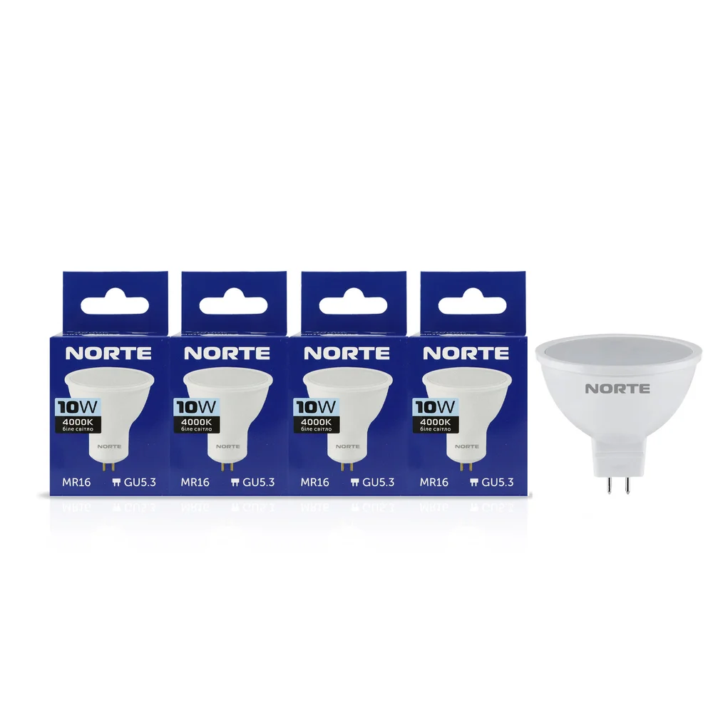 Комплект світлодіодних ламп NORTE 5шт MR16 10Вт 4000K 220V GU5.3 1-NLP-1762-5