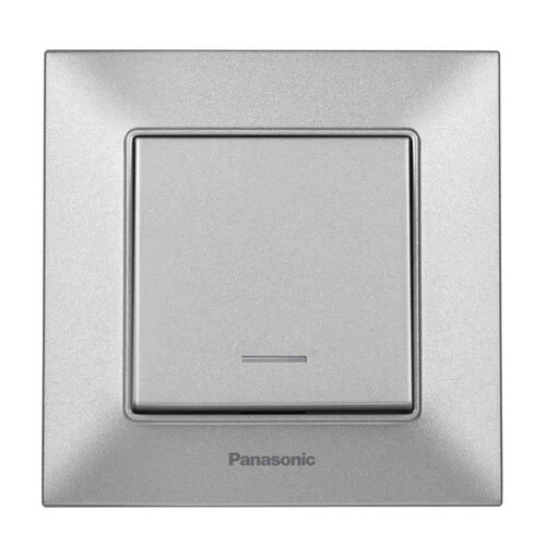 Выключатель одноклавишный с подсветкой Panasonic Arkedia Slim  Серебро (WNTC0002-2SL)