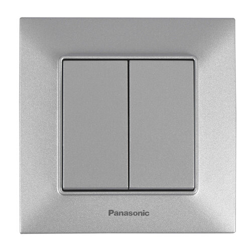 Выключатель двухклавишный Panasonic Arkedia Slim Серебро (WNTC0009-2SL)