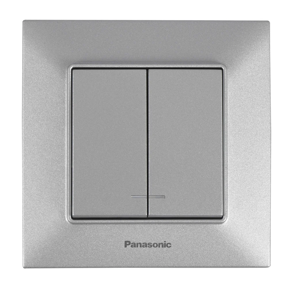 Вимикач двоклавішний з підсвідкою Panasonic Arkedia Slim Срібло (WNTC0010-2SL) 
