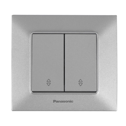 Выключатель двухклавишный проходной Panasonic Arkedia Slim Серебро (WNTC0011-2SL)