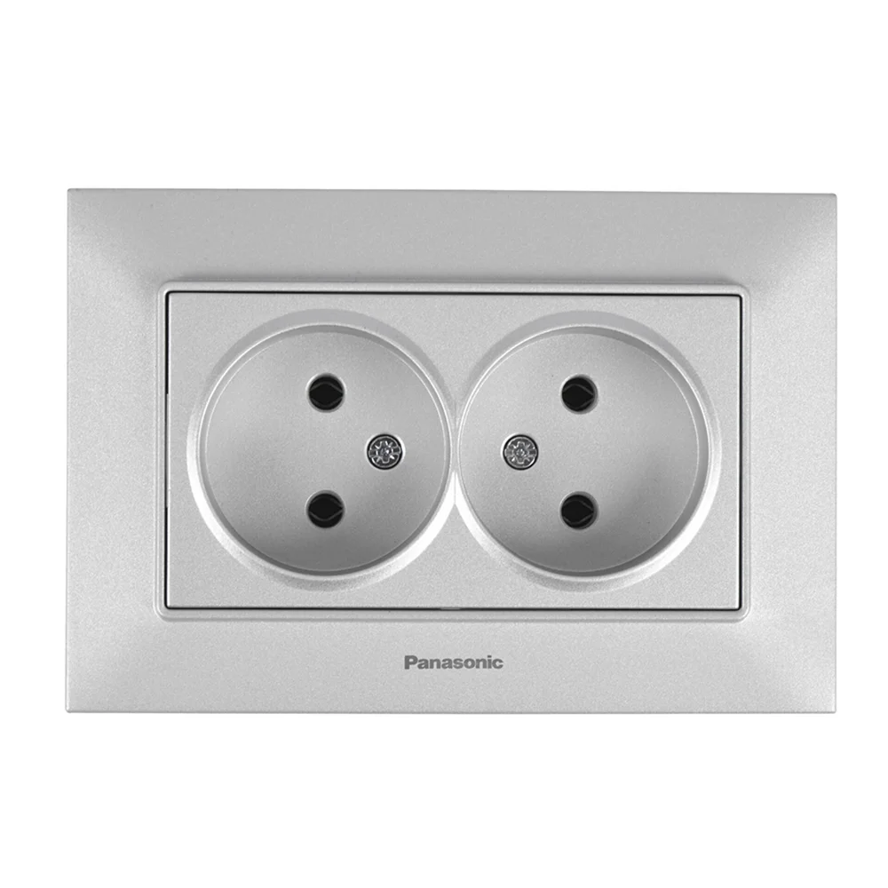 Розетка подвійна без заземлення Panasonic Arkedia Slim Срібло (WNTC0204-2SL)