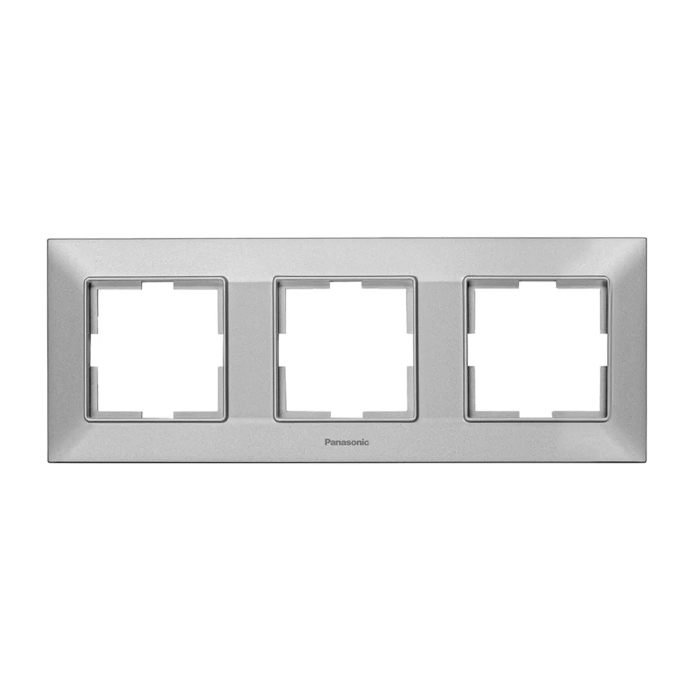 Рамка тримісна горизонтальна Panasonic Arkedia Slim Срібло (WNTF0803-2SL)