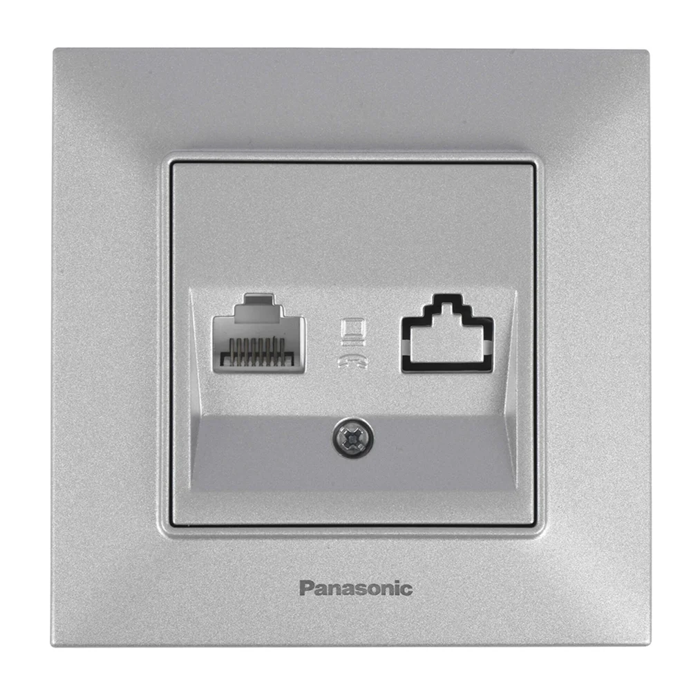 Розетка комп'ютерна CAT6e RJ45 Panasonic Arkedia Slim Срібло (WNTC0405-2SL)