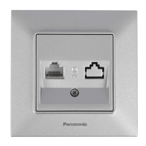 Розетка комп'ютерна CAT5e RJ45 Panasonic Arkedia Slim Срібло (WNTC0404-2SL)