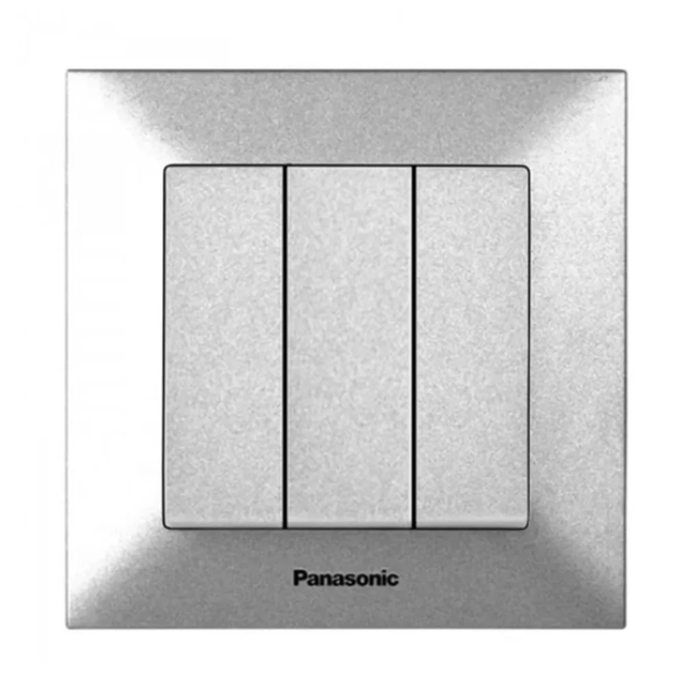 Вимикач трьохклавішний Panasonic Arkedia Slim Срібло (WNTC0015-2SL)