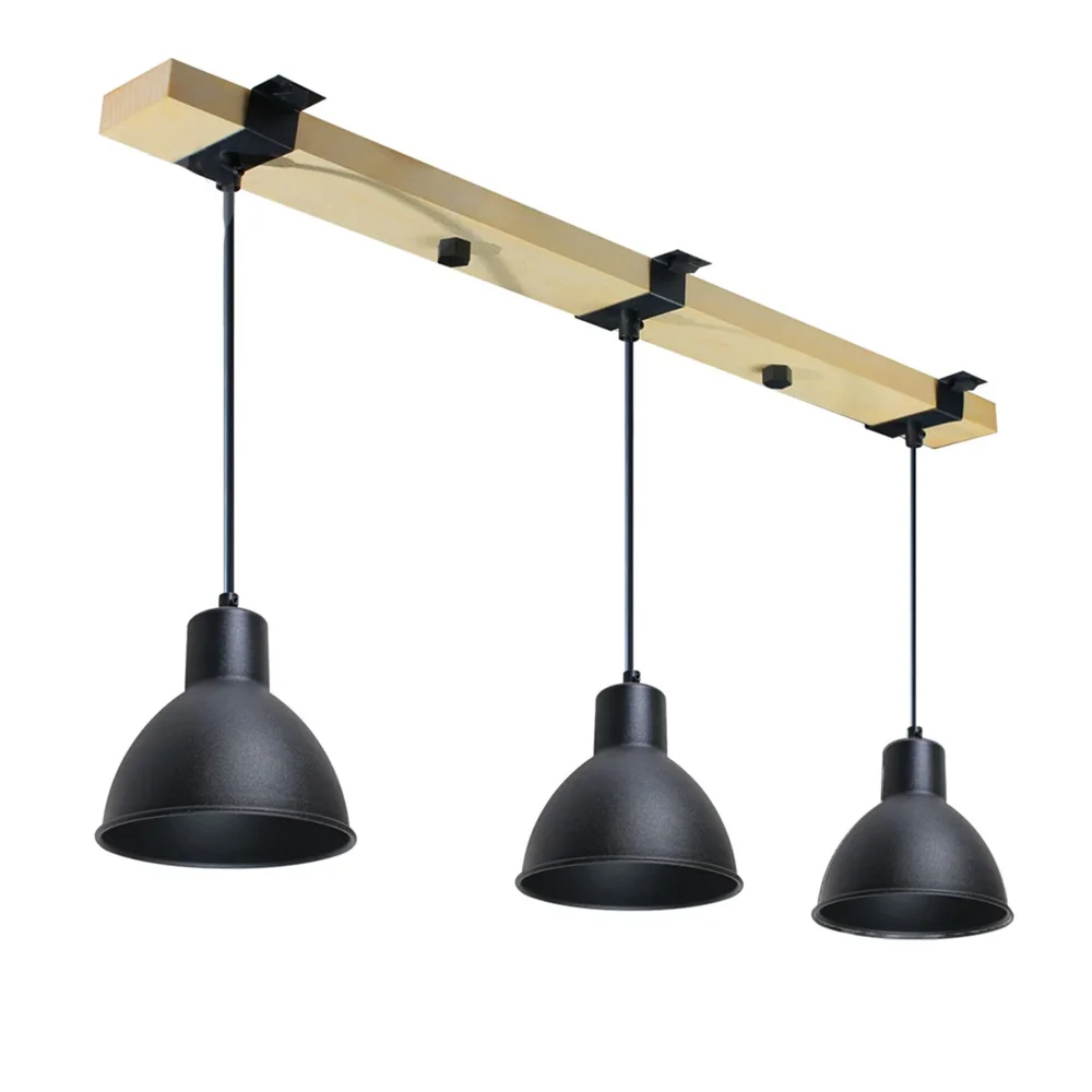 Світильник підвісний ETRON Scandinavian E27 3x40Вт натуральний/чорний 1-EDR-8002