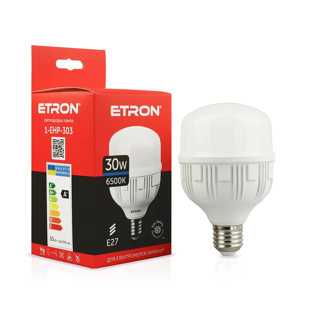 Лампа светодиодная высокомощная ETRON 30W T80 6500K 220V E27 холодный свет