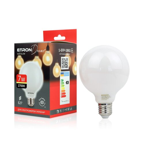 Світлодіодна філаментна лампа ETRON G95 7W 2700K E27 матова колба (1-EFP-1861)