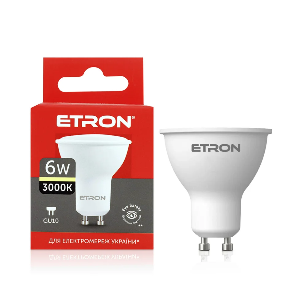 Світлодіодна LED лампа ETRON 6W 3000K GU10 MR16 тепле світло 1-ELP-847