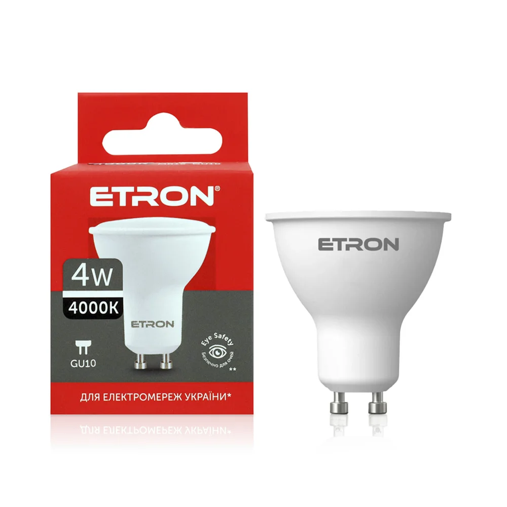 Світлодіодна LED лампа ETRON 4W 4000K GU10 MR16 денне світло 1-ELP-844