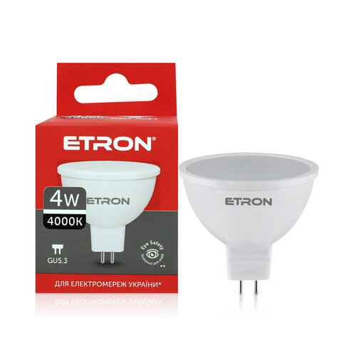 Світлодіодна LED лампа ETRON 4W 4000K GU5.3 MR16 тепле світло 1-ELP-842