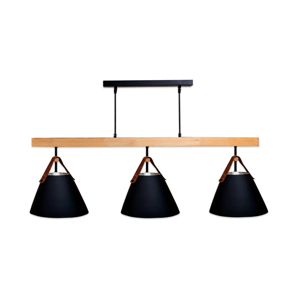 Світильник підвісний люстра ETRON NordicGlow E27 3x40Вт натуральний/чорний 1-EDR-7204