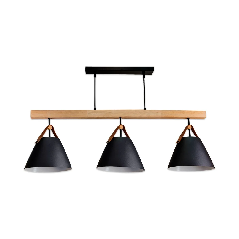 Світильник підвісний люстра ETRON NordicGlow E27 3x40Вт натуральний/чорний 1-EDR-7204