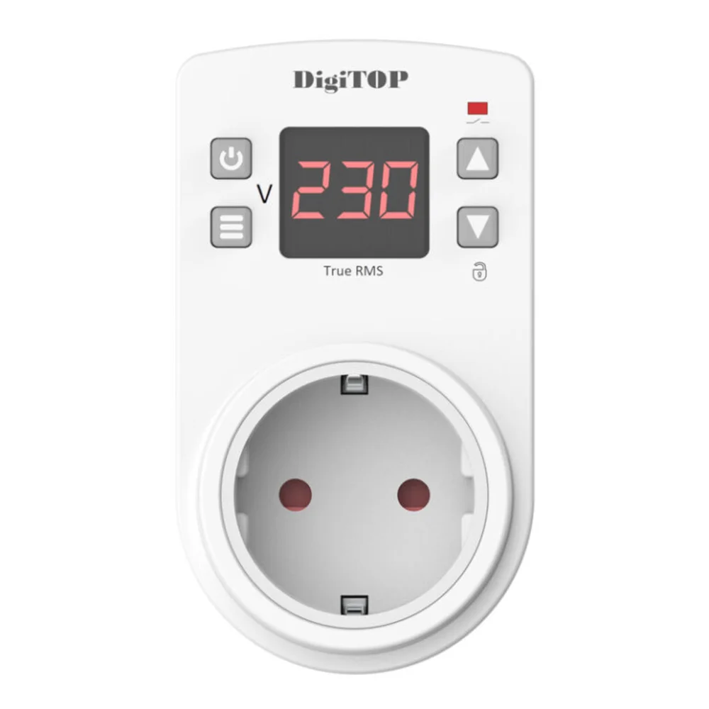 Реле напруги DigiTOP VP-16AR 16А в розетку з дисплеєм