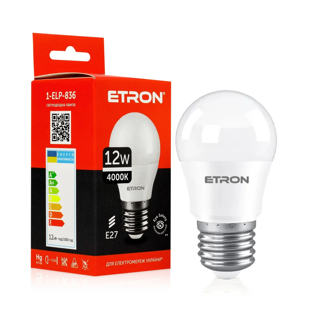 Лампа світлодіодна 1-ELP-836 12W 4000K E27 G45 TM ETRON 