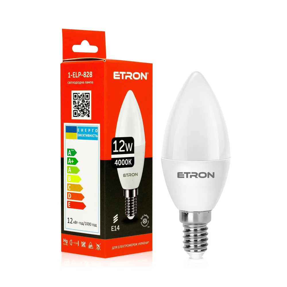 Лампа світлодіодна 1-ELP-828 12W 4000K E14 C37 TM ETRON 