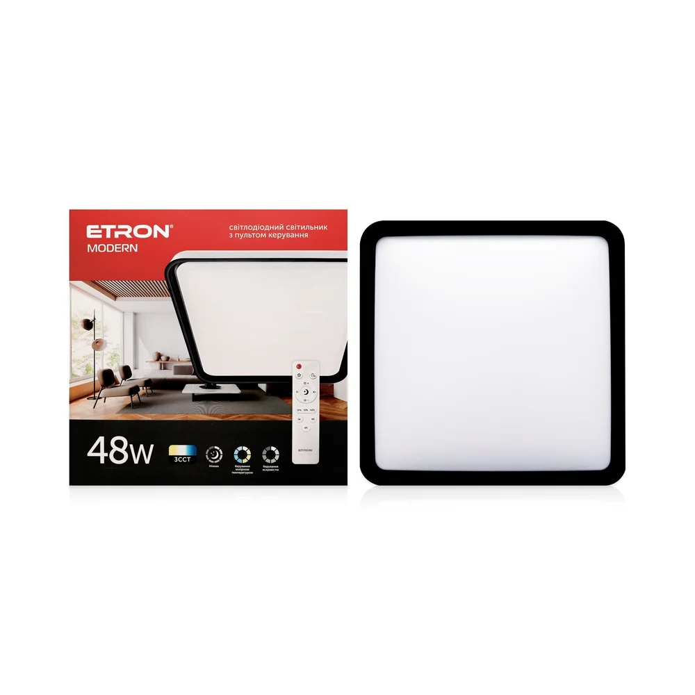 Світлодіодний світильник з пультом ETRON Smart MODERN  1-ESP-2007 48W black&white IP20