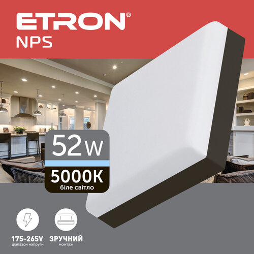 Світлодіодний світильник ETRON 1-EMP-788 NPS 52W 5000К ІР20 Квадрат black