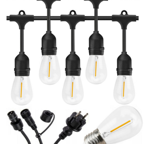 Вулична ретро гірлянда ETRON 1-ESP-2105 25 метрів 50 патронів IP65 чорна