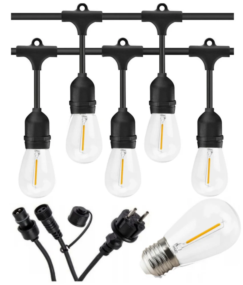 Вулична ретро гірлянда ETRON 1-ESP-2105 25 метрів 50 патронів IP65 чорна