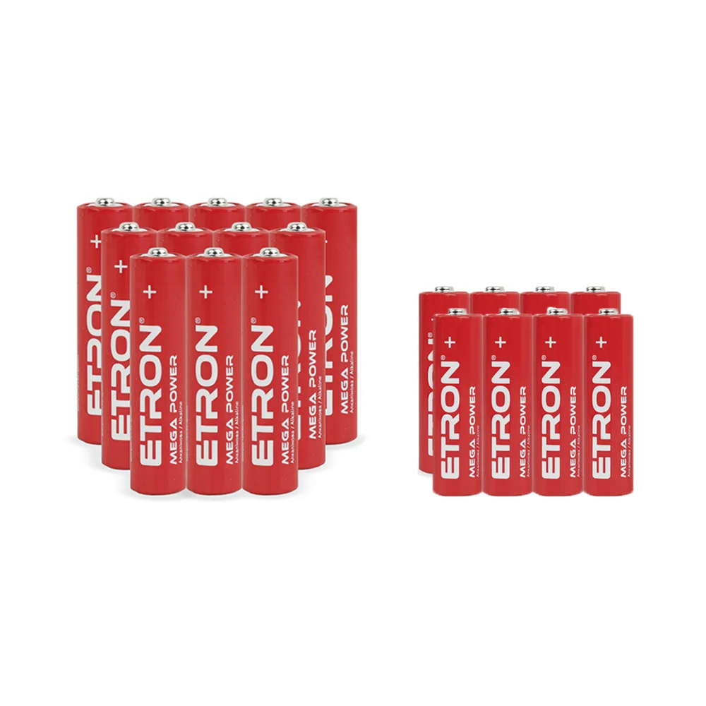 Набір батарейок ETRON Alkaline AA (LR6) і AAA (LR03) лужні 12 + 8 шт