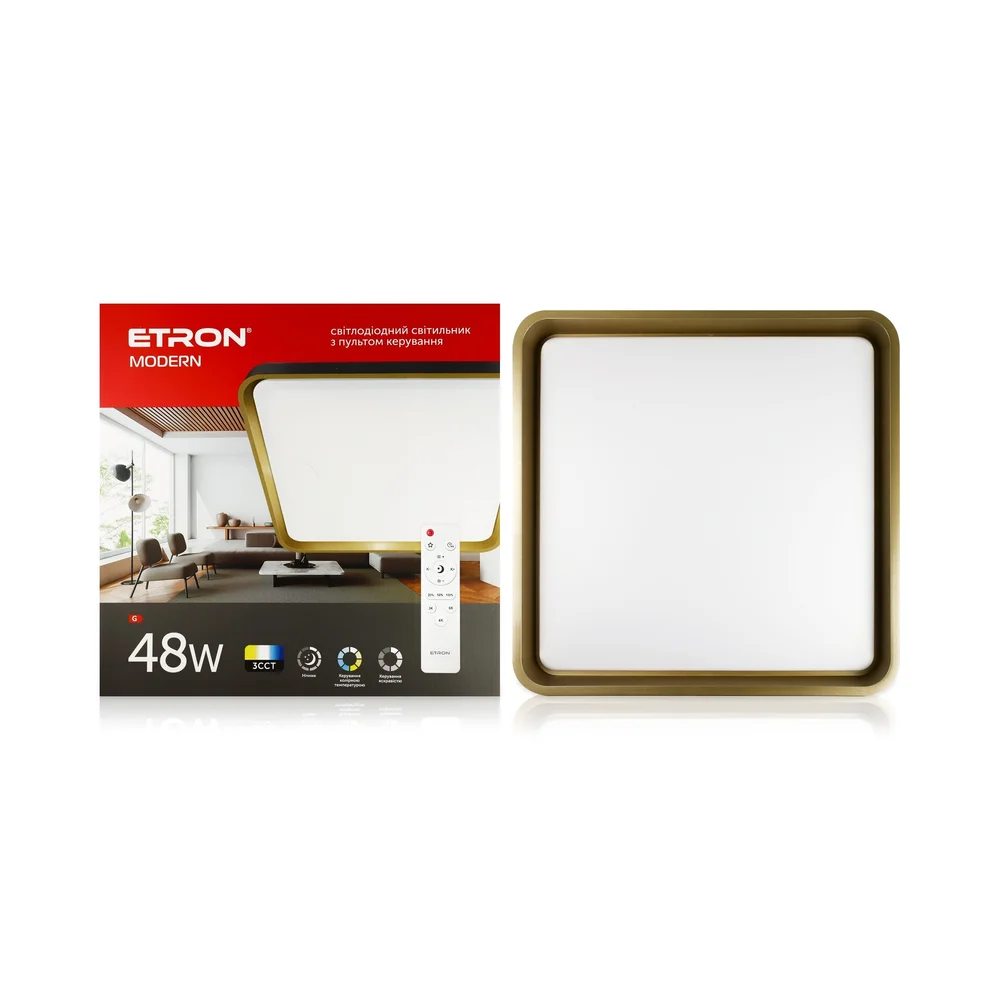 Світлодіодний світильник з пультом ETRON Smart MODERN 1-ESP-2008 48W gold&black IP20